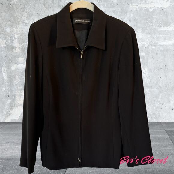 Dana Buchman Women's Fully Lined Zipper Closure Black Jacket Light weight Sz 10 - Picture 1 of 9